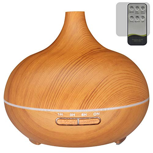 HOMHEAL Essential Oil Diffuser 550ml Oil Diffuser with 4 Timer 7 Color LED Lights Waterless Auto Shut-offr Aromatherapy Diffuser with Auto Shut-Off Function  Yellow