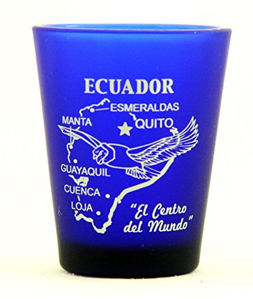 Ecuador Cobalt Blue Frosted Shot Glass Ecuador Cobalt Blue Frosted Shot Glass
