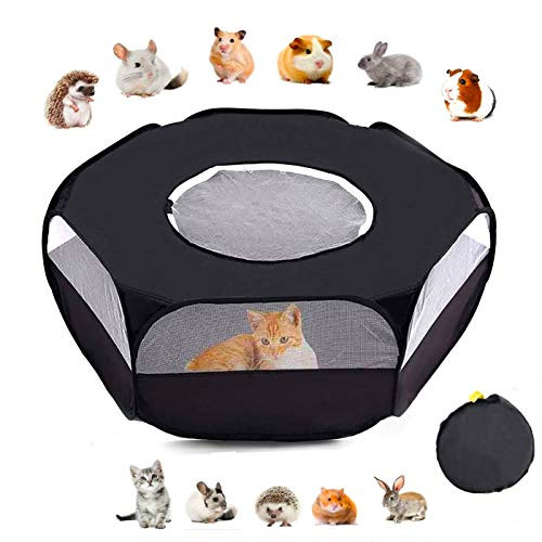 Small Animal Playpen Guinea Pig Playpen Hamster Playpen Foldable Breathable Pet Cage Tent Exercise Pet Fence with Anti Escape Top Cover for Hamster Chinchillas Hedgehogs Guinea Pig Rabbits Kitten