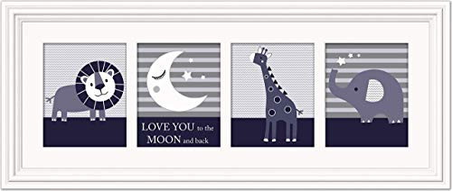 Set of 4 Unframed inchLove you to the Moon Jungle inch Nursery Wall Art Prints Baby Room Kids Decor