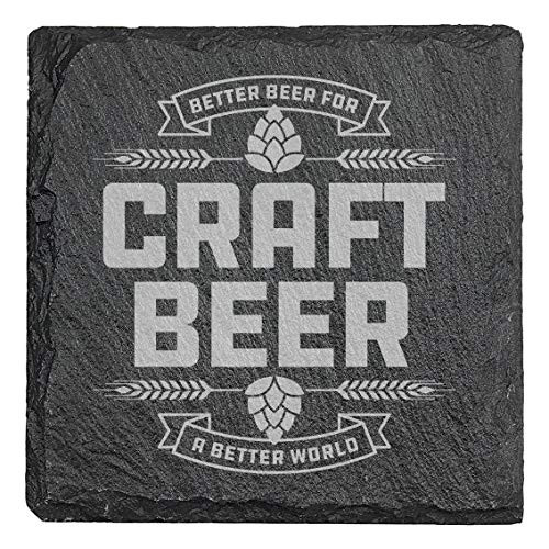 Craft Beer Coasters - Square Slate - set of 4