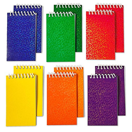 Kidsco Spiral Prism Notepads - 2.25" X 3.5" 20 Pages Each - Pack Of 12 - Assorted Colors Mini Spiral Bound Memo Pad, Pocket Size - For Kids Great Party Favors, Bag Stuffers, Fun, Gift, Prize - By