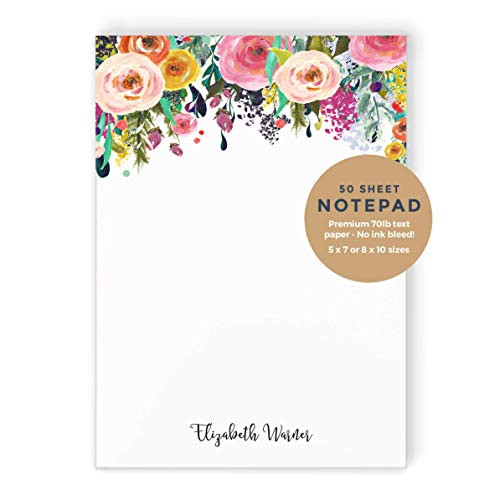 MULTI FLOWER NOTEPAD - Personalized To Do List Hot Pink Colorful Pretty Womens Mom Grandma Aunt Co-worker Stationery Stationary Note Pad