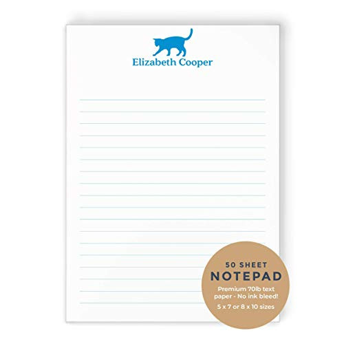 CAT SILHOUETTE NOTEPAD - Personalized Kitty Kitten Stationery Stationary 5x7 or 8x10 Note Pad