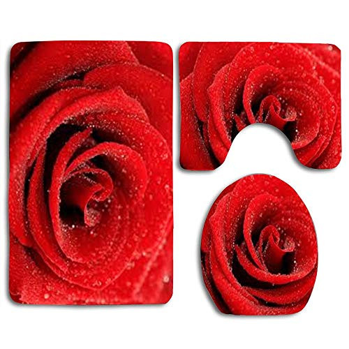 Decor Bath Rug Set Red Rose Flower Skidproof Toilet Seat Bathroom Floor Mat Pedestal Rug plus Lid Toilet Cover plus Bath Mat 3 Piece Decor Bath Rug Set Red Rose Flower Skidproof Toilet Seat Bathroom Floor Mat Pedestal Rug plus Lid Toilet Cover plus Bath Mat 3 Piece