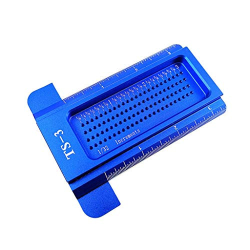 Barcley T-Type Ruler Measuring Tool Scriber Woodworking Hole Positioning Crossed Gauge Aluminum Alloy Ruler for Carpenter High Precision Hole Positioning Scribing Gauge Aluminum Alloy  Blue