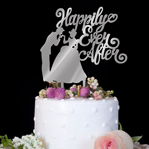 Proposal, Engagement, Wedding or Wedding Anniversary Party Cake Topper (Happily Ever After Silver)
