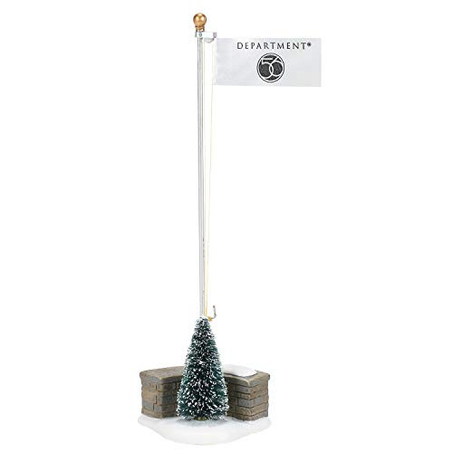 Department 56 Accessories for Village Collections Flag and Tree in Snow Figurine 2.68 Inch Multicolor