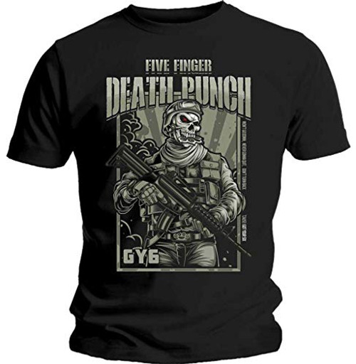 Five Finger Death Punch  War Soldier   Black  T-Shirt  xx-Large