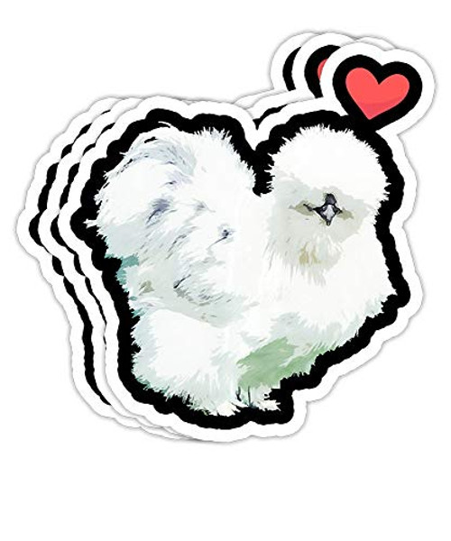Aqua Snail Funny Silkie Chicken Hen Backyard Farmer Gift Decorations - 4x3 Vinyl Stickers Laptop Decal Water Bottle Sticker  Set of 3