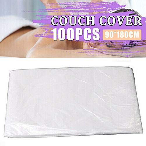 BAAQII 100pcs Bed Sheets Disposable Massage Table Sheet Waterproof Bed Cover Plastic for Spa Salon Massage Facial Waxing 35.4 * 70.9 inch