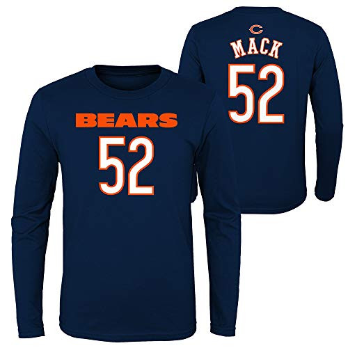 NFL Youth Team Color Mainliner Player Name and Number Long Sleeve Jersey T-Shirt  Large 14 16 Khalil Mack Chicago Bears Navy