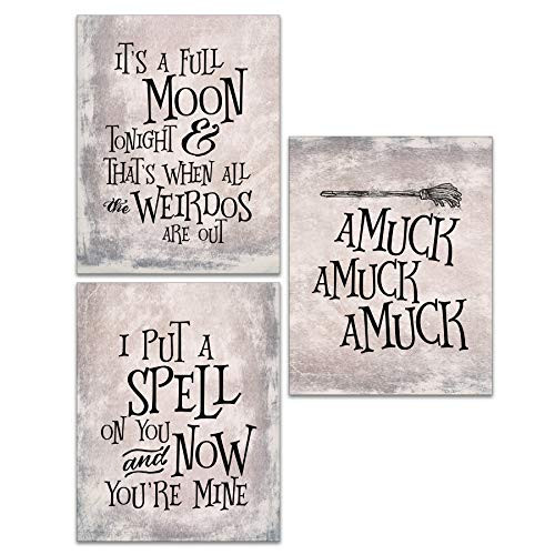 Halloween Art Prints - Set of Three 11x14 inch Prints Unframed - Hocus Pocus