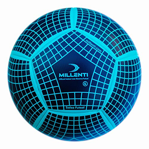Millenti Futsal Indoor Soccer Balls - Low Bounce Indoor Futsal Soccer Ball  Blue White
