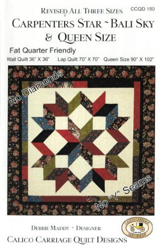 Carpenter's Star-Bali Sky Quilt Pattern, Fat Quarter Friendly, 3 Size Options