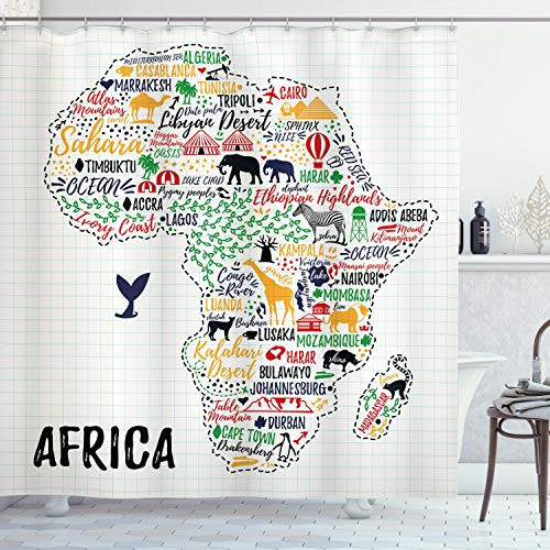 Ambesonne Saying Shower Curtain Colorful Lettering of Countries in Continent with Animals Art Print Cloth Fabric Bathroom Decor Set with Hooks 75 inch Long White Orange Ambesonne Saying Shower Curtain Colorful Lettering of Countries in Continent with Animals Art Print Cloth Fabric Bathroom Decor Set with Hooks 75 inch Long White Orange