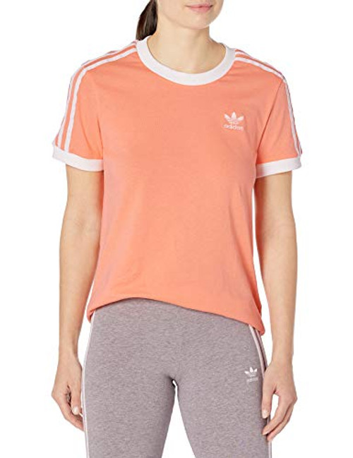 adidas Originals Women s 3-Stripes Tee Chalk Coral White X-Small adidas Originals Women s 3-Stripes Tee Chalk Coral White X-Small
