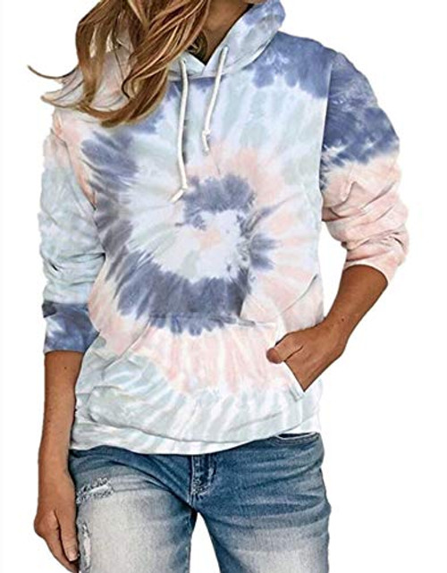 Nekosi Women s Tie Dye Hooded Sweatshirt Casual Long Sleeve Pullover Loose Print Hoodie Tops Navy Blue L Nekosi Women s Tie Dye Hooded Sweatshirt Casual Long Sleeve Pullover Loose Print Hoodie Tops Navy Blue L
