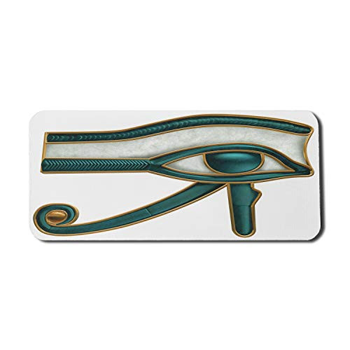 Lunarable Egyptian Print Computer Mouse Pad Eye Pattern Egyptian of Protection Image Rectangle Non-Slip Rubber Mousepad X-Large 35 inch x 15 inch Gaming Size Earth Yellow Pale Grey
