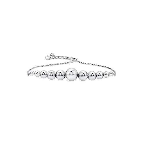 Sterling Silver Italian Adjustable Bolo Graduated Bead Ball Bracelet- Slider Bracelet For Women 925 Sterling Silver BraceletSilver Bead Bracelet For Women 9 Inch Bolo Bracelet  SILVER