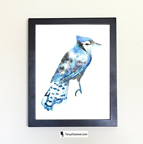 Blue Jay Galaxy Spirit Animal Art Print from Watercolor Painting Blue Jay Galaxy Spirit Animal Art Print from Watercolor Painting