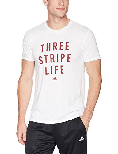 adidas Men s Athletics 3 Stripe Life Stitch Tee White Large