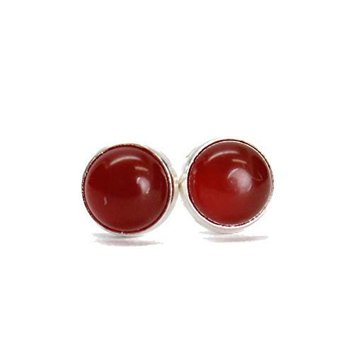 Red Carnelian Stud Earrings Small 4mm in Sterling Silver or Gold Fill