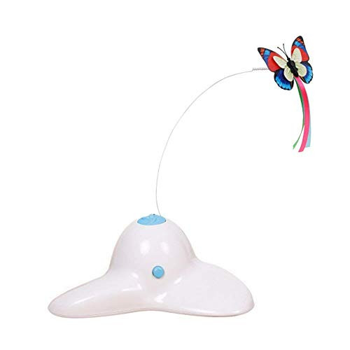 BESUFY Cat ToysKitten Toys with Bells Interactive Catcher Teaser for Indoor Kitten Having Fun Electric Flutter Rotating Butterfly Flashing Interactive Cat Pet Teaser Toy