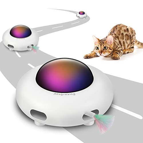 SUPERONE Interactive Cat Toy for Indoor Cats with Rotating Feather UFO Interactive Electronic Cat Toy Smart Mode Low Noise Auto Shut-Off Random Moving Feather USB Charging Automatic Cat Toys SUPERONE Interactive Cat Toy for Indoor Cats with Rotating Feather UFO Interactive Electronic Cat Toy Smart Mode Low Noise Auto Shut-Off Random Moving Feather USB Charging Automatic Cat Toys