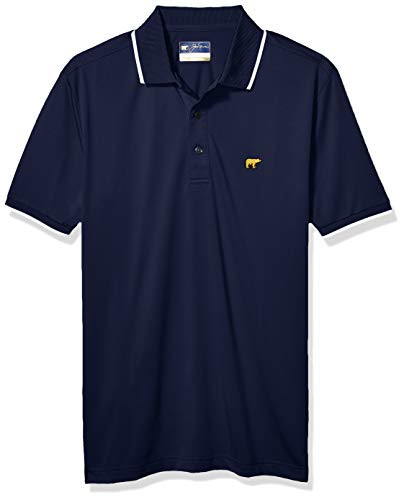 Jack Nicklaus Men s Short Sleeve Solid Polo with Rib  and  Cuff Tipping Classic Navy L