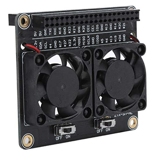 eboxer-1 LED Dual Cooling Fans for Raspberry Pi 4B   3B  plus   3B   3A  plus Raspberry Pi GPIO Expansion Board with Dual Cooling Fan and Colorful LED Module