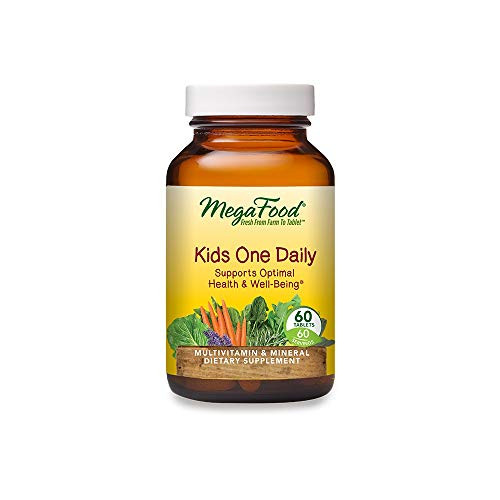 MegaFood Kids One Daily Daily Multivitamin and Mineral Dietary Supplement with Vitamins C D and Folate Non-GMO Vegetarian 60 Tablets  60 Servings