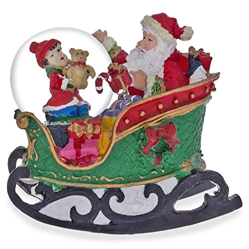 BestPysanky Santa Rocking Sleigh Water Snow Globe
