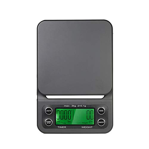 WskLinft Digital Scale 3kg 0.1g Portable Electronic LCD Digital Timer Coffee Kitchen Weighing Scale Black