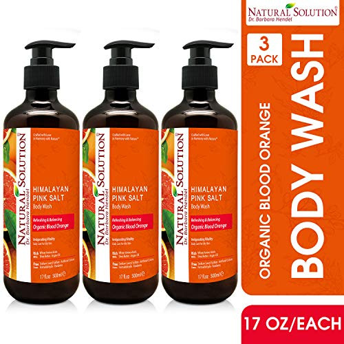 Natural Solution Body Wash Organic Blood Orange With Himalayan Pink Salt Refreshing  and  Balancing - Pack of 3