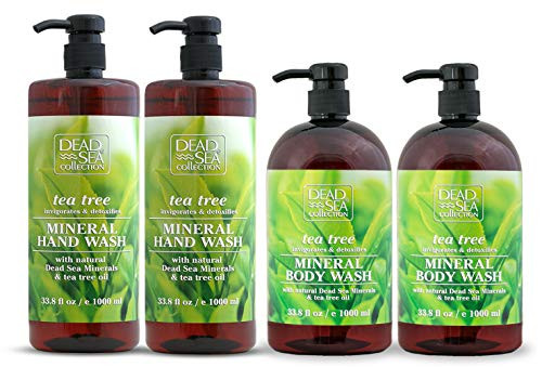 Dead Sea Collection Mineral Hand Wash with Tea Tree Oil  and  Mineral Body Wash with Tea Tree Oil  4 bottles 33.8 fl.oz each  a total of 135.2 fl.oz.