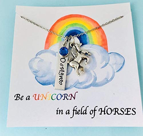 Personalized Unicorn Necklace Name Necklace Hand Stamped Custom Gift Inspirational Quote Personalized Unicorn Necklace Name Necklace Hand Stamped Custom Gift Inspirational Quote
