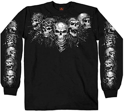 Hot Leathers Five Skulls Long Sleeve Men s Biker Shirt  XX-Large  Black