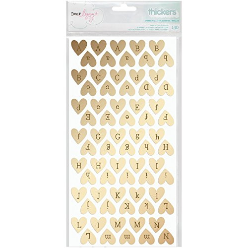 American Crafts 370090 Dear Lizzy Fine and Dandy Foil Thickers Sparkling Gold Hearts