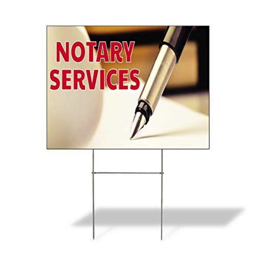 Plastic Weatherproof Yard Sign Notary Services Pen Notary Signs Online Aqua-Blue Notary Services for Sale Sign Multiple Quantities Available 18inx12in One Side Print One Sign