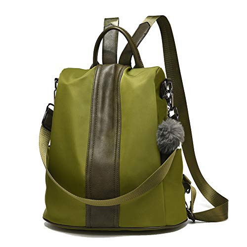 Women Backpack Purse Waterproof Nylon Anti-theft Rucksack Lightweight Shoulder Bag  Olive