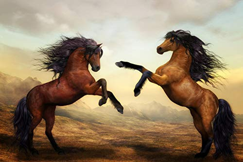 Puzzles Horses for Adults Educational Game for Kids Puzzle - Horse Oil Painting - 1000 Pieces Jigsaw Animals