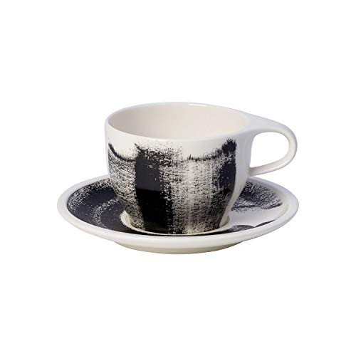 Villeroy  and  Boch Coffee Passion Awake Cafe Au Lait Cup  and  Saucer Set 11.75 oz Black White