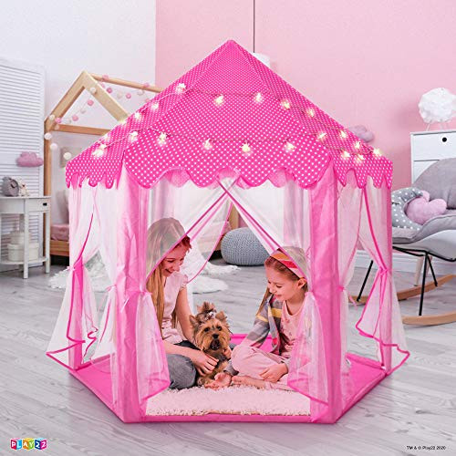 Play22 Kids Large Playhouse Tent Kids Play Tent Princess Castle Pink - Play Tent House For Girls With Star Lights and Carry Bag - Princess Castle Playhouse Tent For Girls Boys Indoor Outdoor 55 inch X 53 inch Play22 Kids Large Playhouse Tent Kids Play Tent Princess Castle Pink - Play Tent House For Girls With Star Lights and Carry Bag - Princess Castle Playhouse Tent For Girls Boys Indoor Outdoor 55 inch X 53 inch