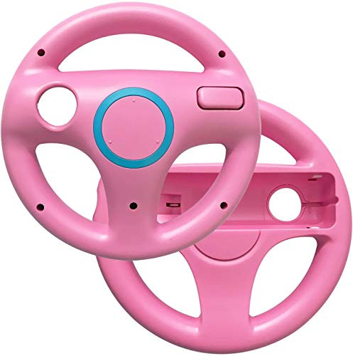 Mario Kart Racing Wheel Mario Kart Wii Steering Wheels Compatible with Nintendo Wii 2 Pack Pink Color Bundle