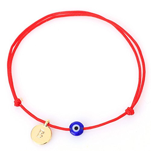Red String Personalized Evil Eye Bracelet with Custom Initial Navy Blue Evil Eye Protection Charm
