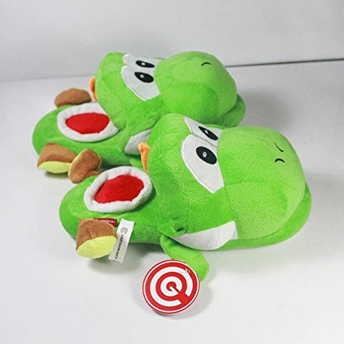 LINGJIA Plush Slipper Super Mario Bros Green Yoshi Plush Doll Indoor Slippers Adults Women Men Autumn Winter Home Slippers