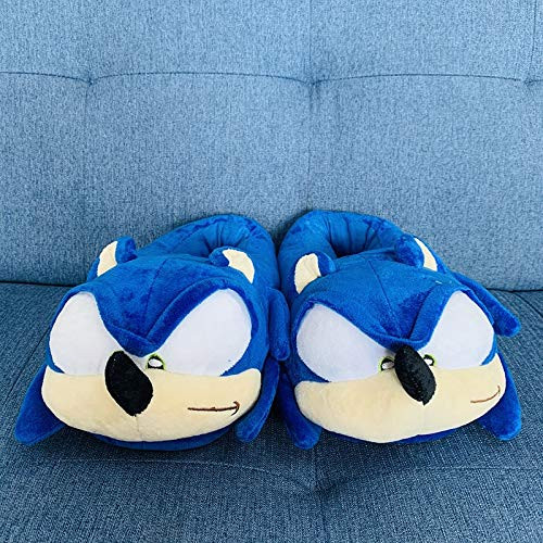 LINGJIA Plush Slipper Sonic Plush Toys Home Anime Animal Slippers Winter Indoor Shoes Kids Men Women Xmas Gift 28cm