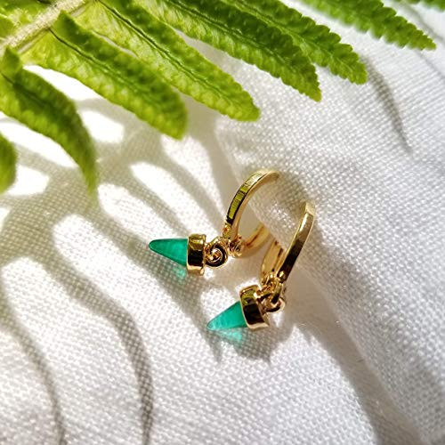 Turquoise Hoops Spike Earrings Turquoise Huggie Earrings Spike Huggie Earrings Gold Filled Earrings Spike Drop Hoops CARLY EARRINGS