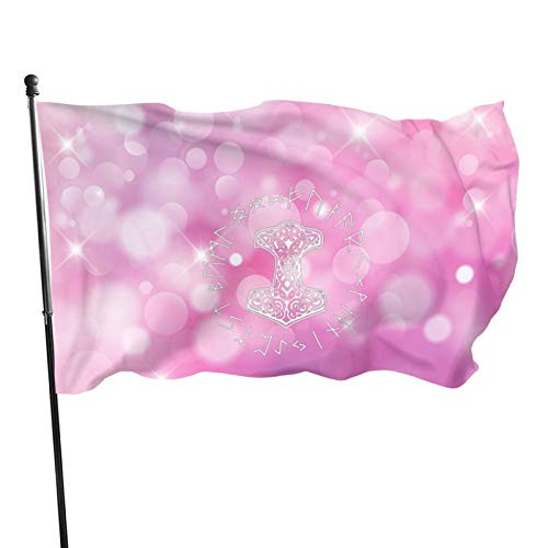JEFZGNAQ Vikings Mjolnir and Rune Wheel Norse Mythology Symbol Flag 3x5 Ft Fade Proof Banner Header and Double StitchedFlags Polyester 3x5 Ft for Home JEFZGNAQ Vikings Mjolnir and Rune Wheel Norse Mythology Symbol Flag 3x5 Ft Fade Proof Banner Header and Double StitchedFlags Polyester 3x5 Ft for Home